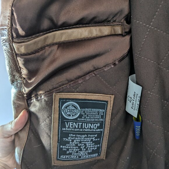 VentiUno Brown Men's Leather Jacket, Size M - Picture 4 of 16